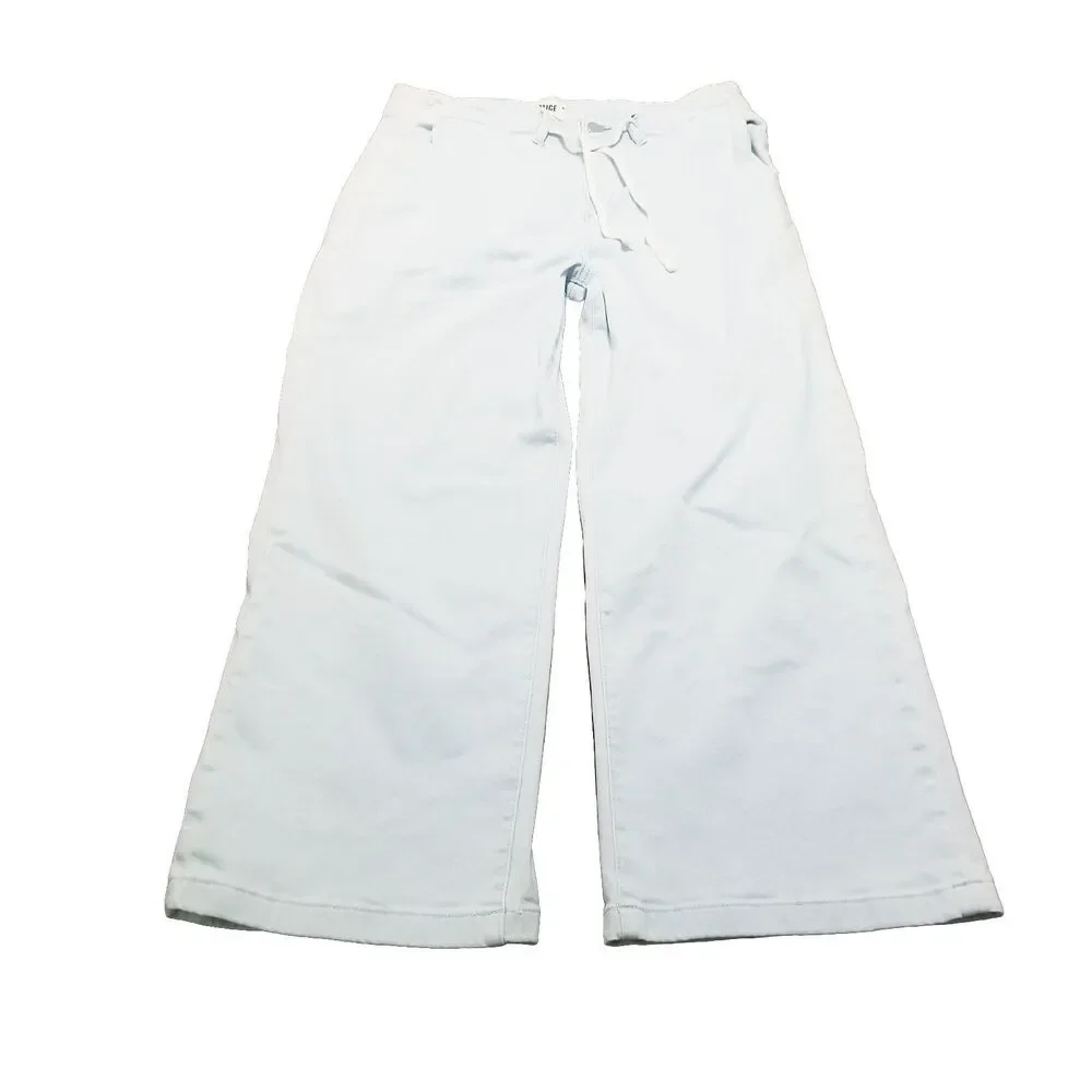 Paige Carly Jeans Women Size 32 Light Wash Wide Leg Drawstring High Rise (34×27)